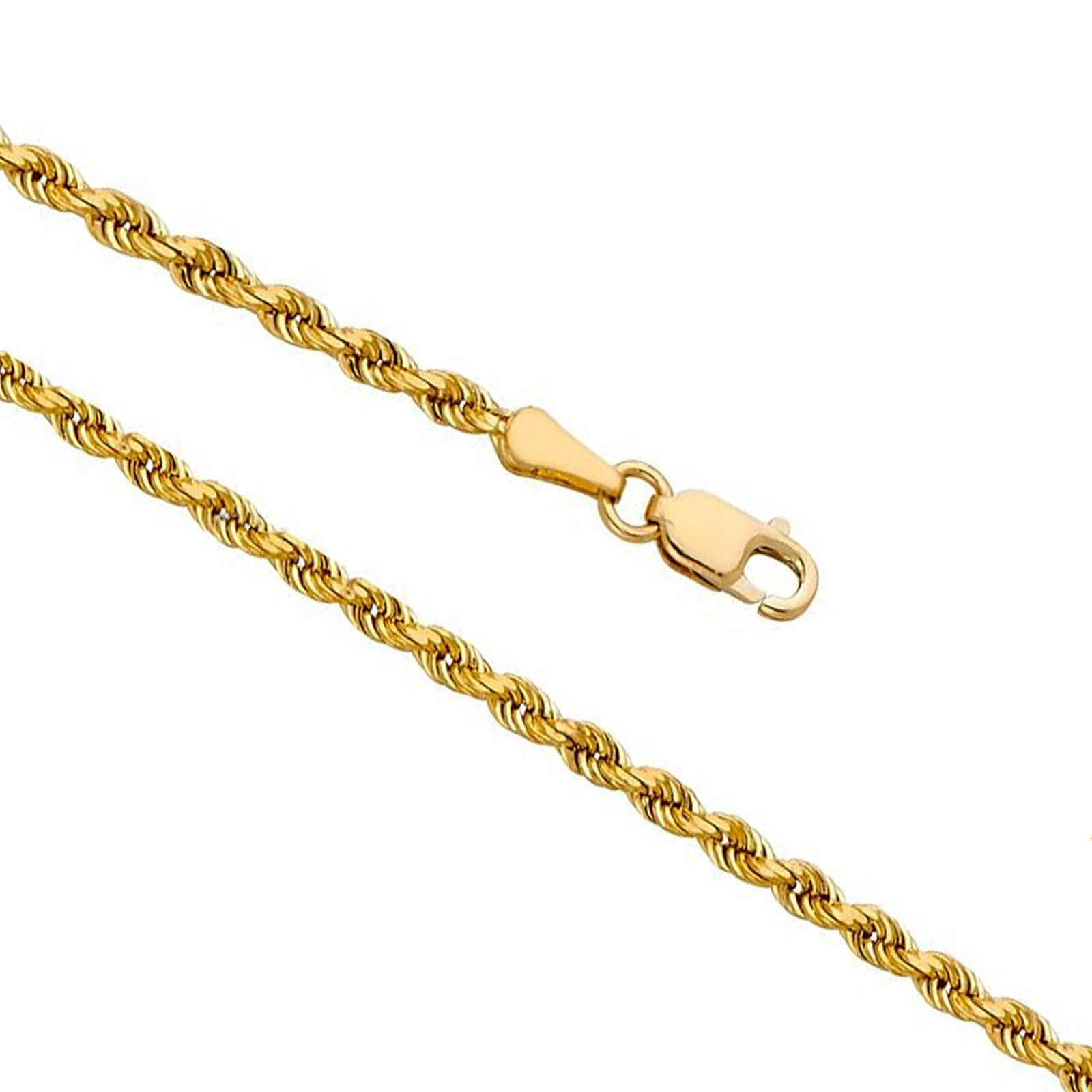 14K Solid Yellow Gold 1.55-6.05mm Rope Chain Necklace with Lobster Claw Clasp 14K Solid Yellow Gold 1.55-6.05mm Rope Chain Necklace with Lobster Claw Clasp