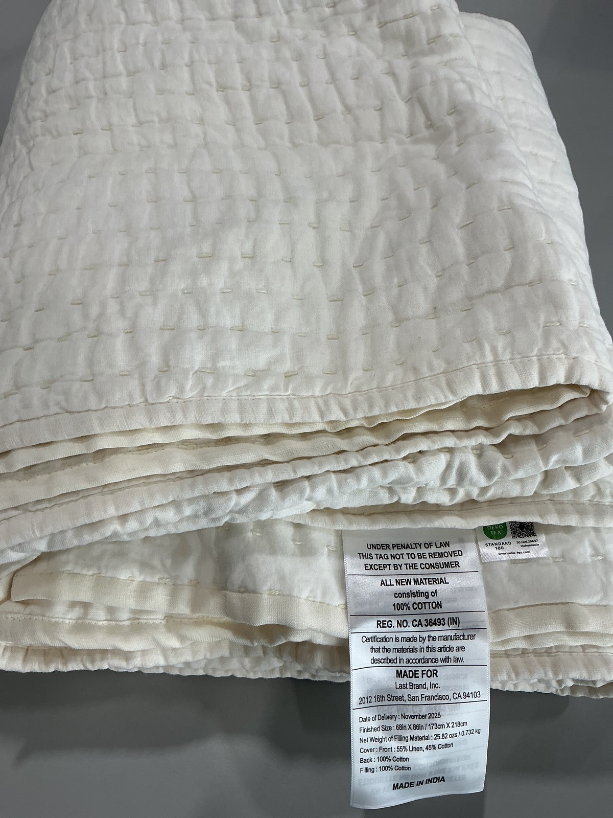 Quince European Linen Cotton Stitch Quilt Quince European Linen Cotton Stitch Quilt