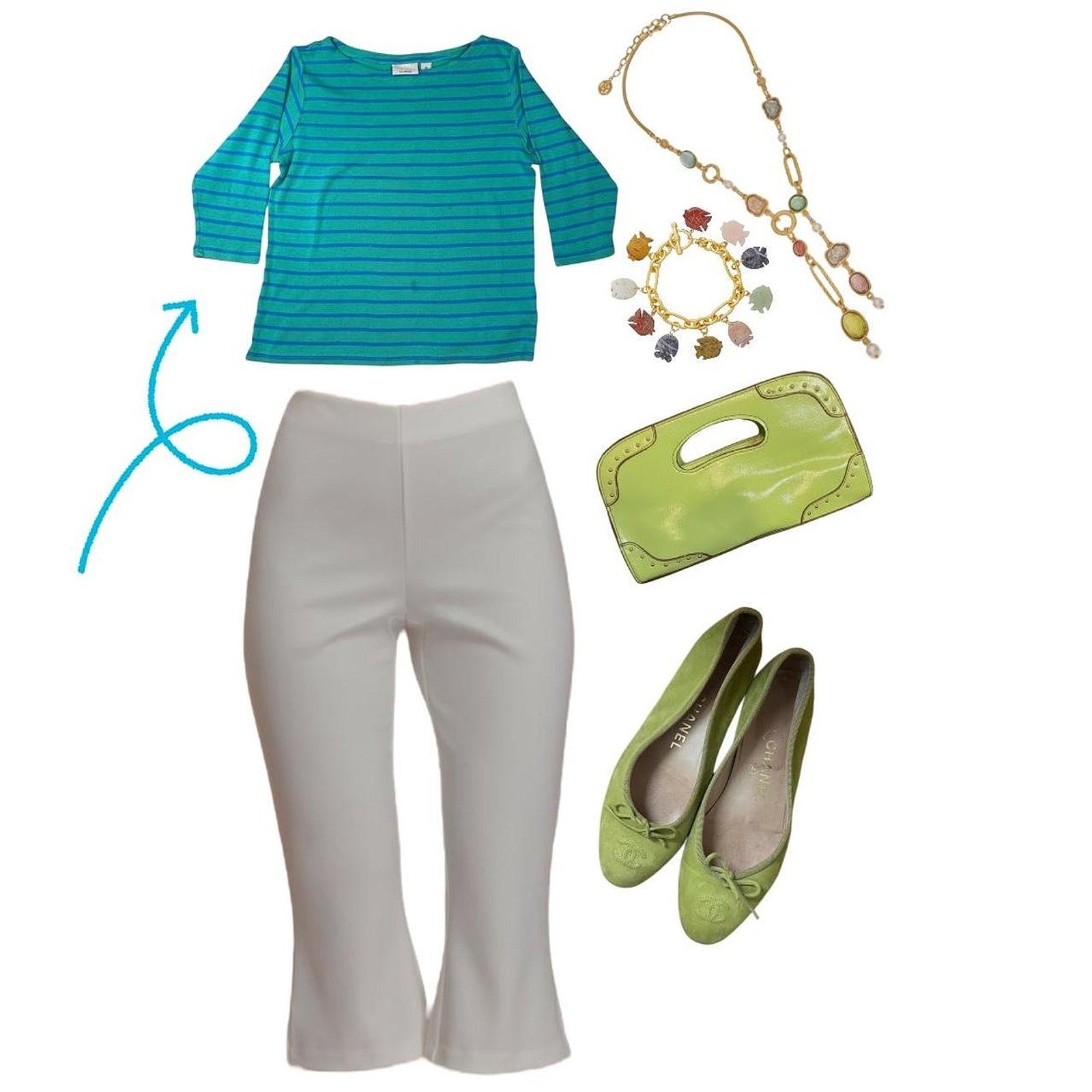 L.L.Bean Women\'s Green and Blue Shirt L.L.Bean Women\'s Green and Blue Shirt