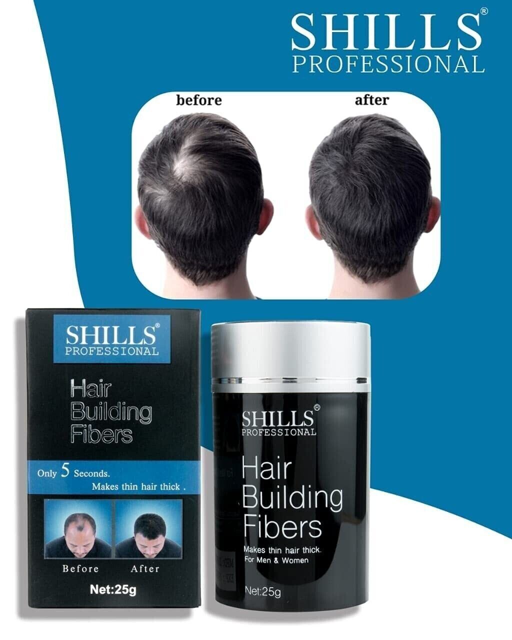 SHILLS PROFESSIONAL Hair Building Fibers Black 25 G SHILLS PROFESSIONAL Hair Building Fibers Black 25 G