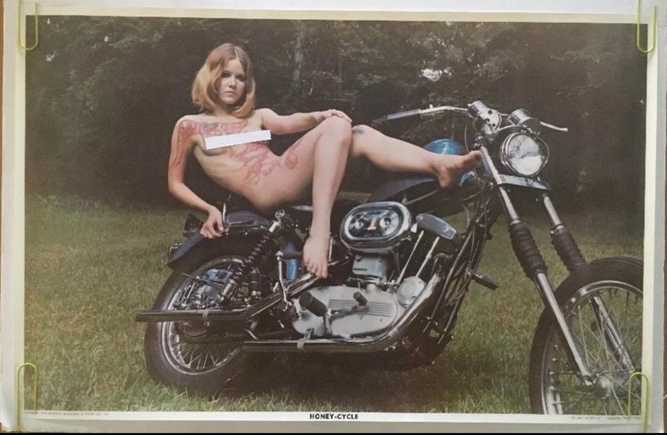 Honey Cycle Vintage Poster Biker Girl Motorcycle Chopper Harley Davidson 1970