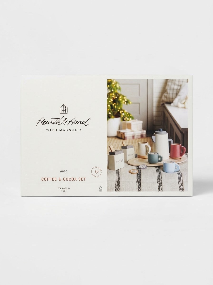 Hearth & Hand Magnolia Wooden Coffee Cocoa Set 17pc | NIB