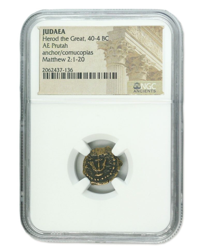 NGC King of Judaea AE Herod The Great (40-4 BC) Bronze Prutah High Grade