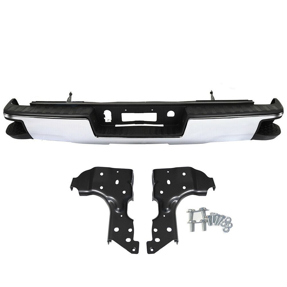 Chrome Rear Step Bumper Assembly For Chevy Silverado GMC Sierra 1500 2014-2018