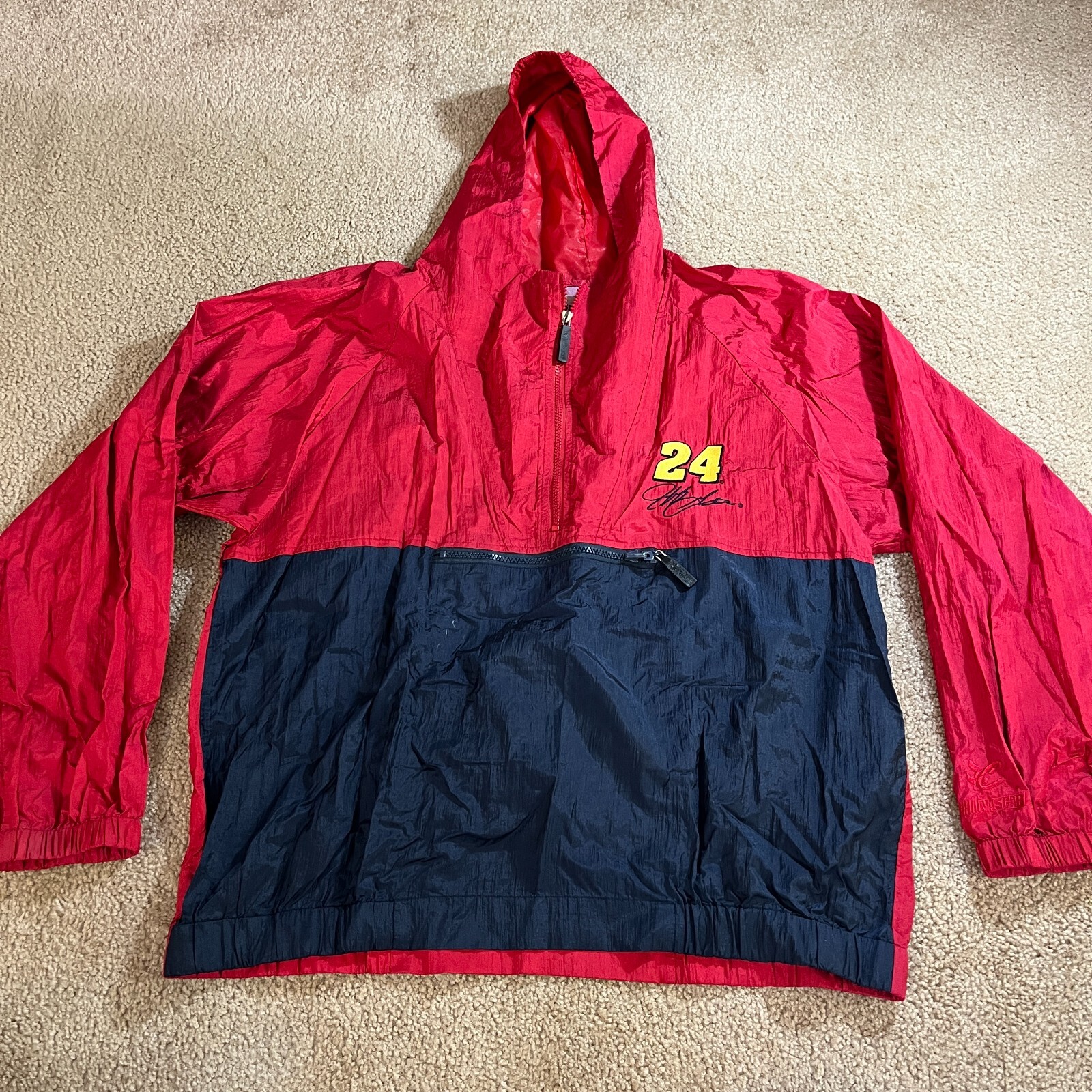 Vintage Jeff Gordon Chase Racing Jacket USA NASCAR Windbreaker Large L Red Nylon Vintage Jeff Gordon Chase Racing Jacket USA NASCAR Windbreaker Large L Red Nylon