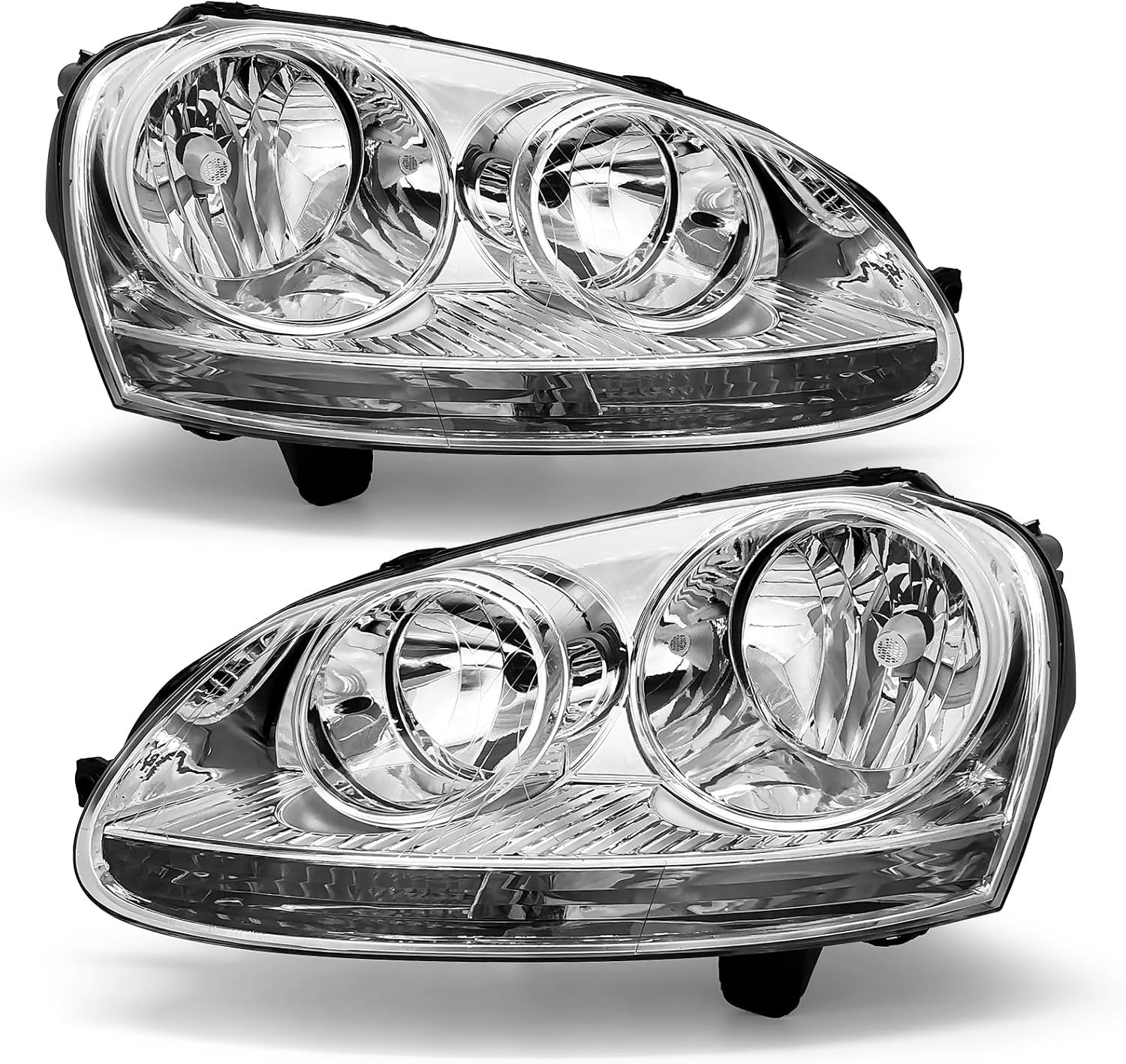 2005-2010 VW Jetta Golf Rabbit Headlight Assembly Chrome Clear Halogen 2005-2010 VW Jetta Golf Rabbit Headlight Assembly Chrome Clear Halogen