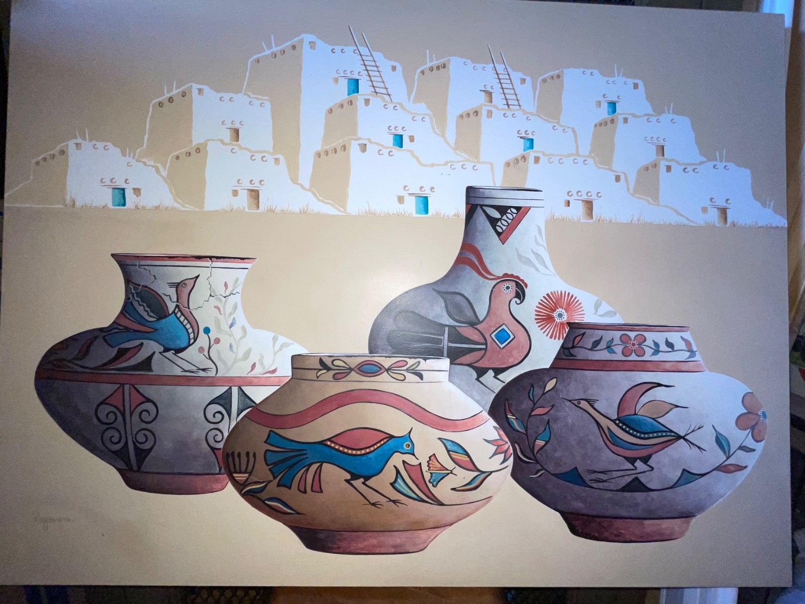 Raejeanne Celebrated Navajo Diné Artist Large 36” x 48” Oil Painting