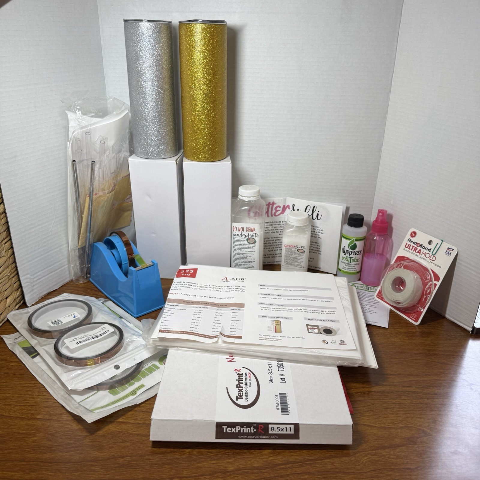 Large Lot Of Sublimation Blanks Tumbler Paper Tape Supplies Large Lot Of Sublimation Blanks Tumbler Paper Tape Supplies
