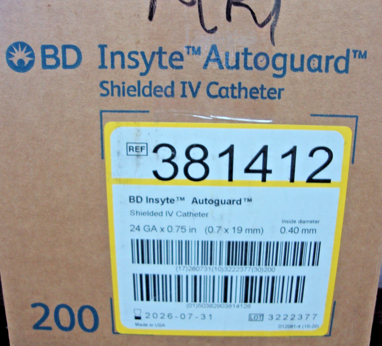 Insyte Autoguard 24G 3/4 REF: 381412 Qty 200 DEMO TRAINING Insyte Autoguard 24G 3/4 REF: 381412 Qty 200 DEMO TRAINING
