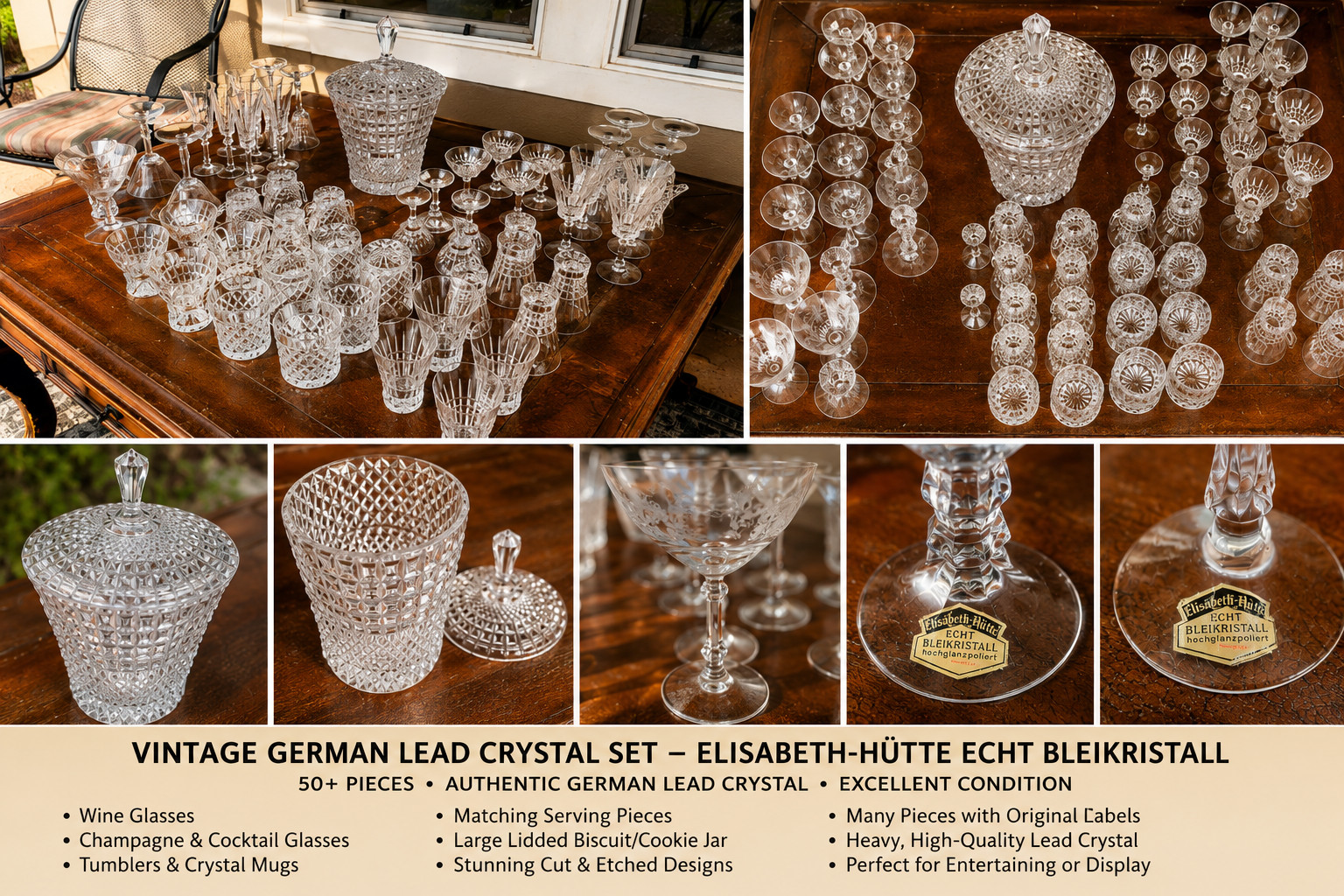 Vintage German Crystal Collection Elisabeth-Hütte Echt Bleikristall