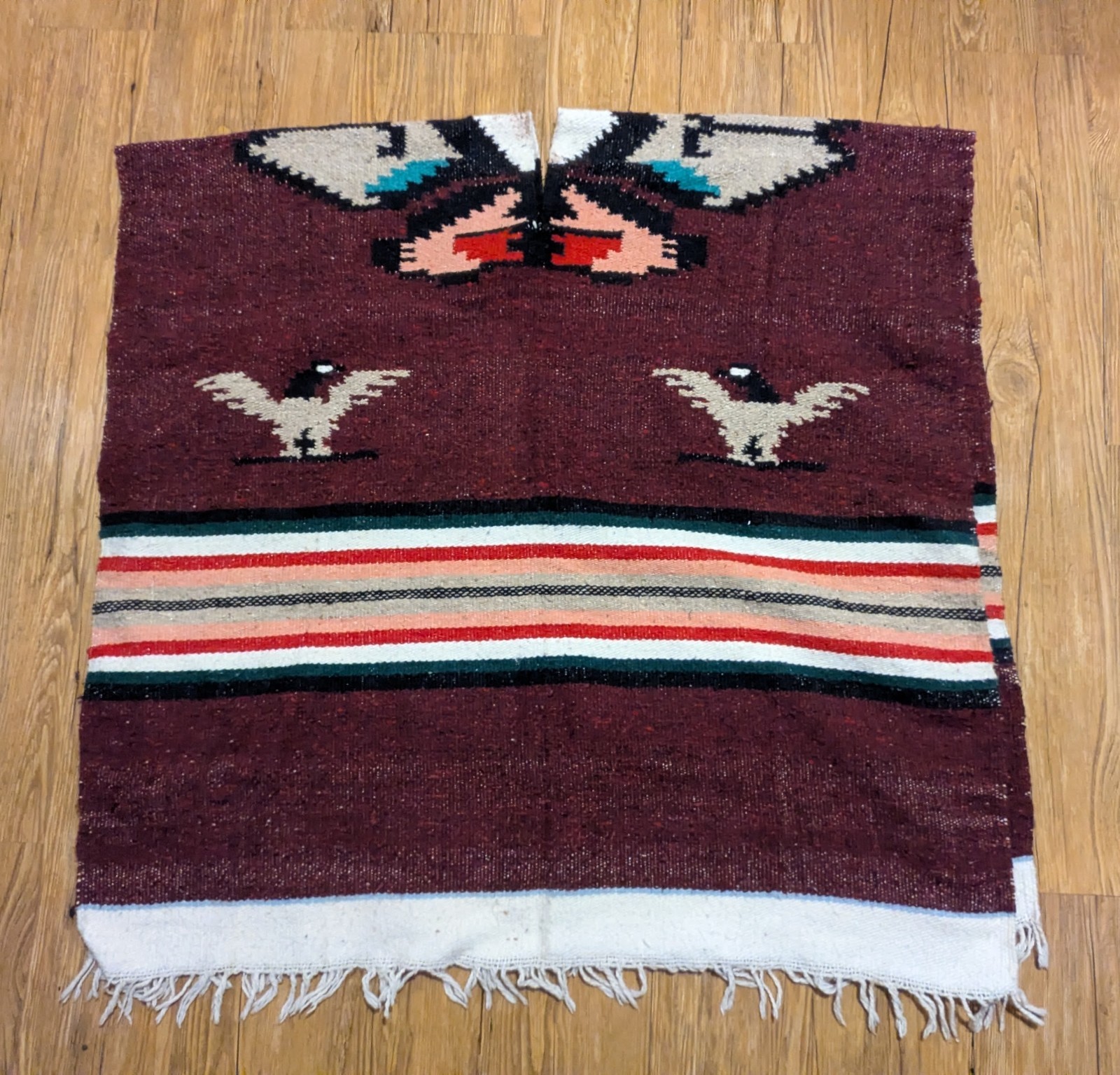 Vintage Native American Chimayo Shawl Poncho Southwestern Thunderbird B38 Vintage Native American Chimayo Shawl Poncho Southwestern Thunderbird B38