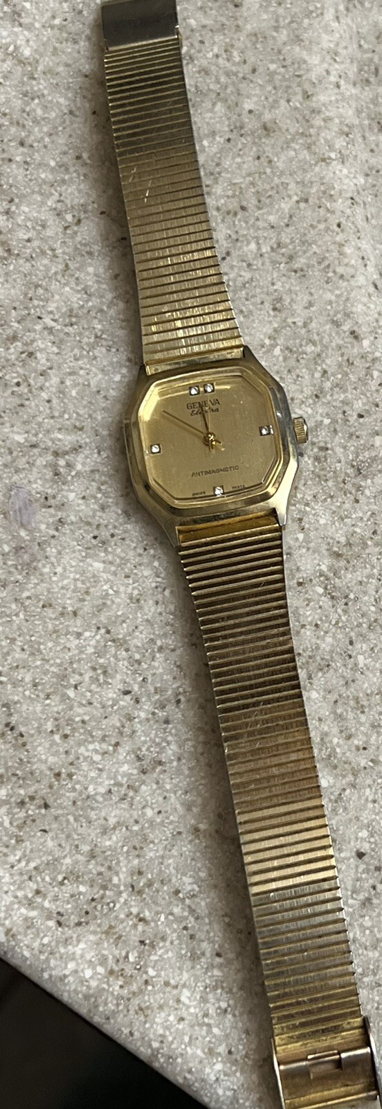 Vintage Geneva Electra Mechanical Watch Gold Tone with Diamond Accents Vintage Geneva Electra Mechanical Watch Gold Tone with Diamond Accents