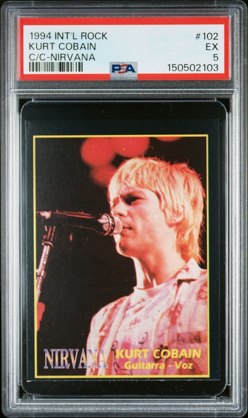 1994 INTERNATIONAL ROCK KURT COBAIN NIRVANA #102 PSA 5