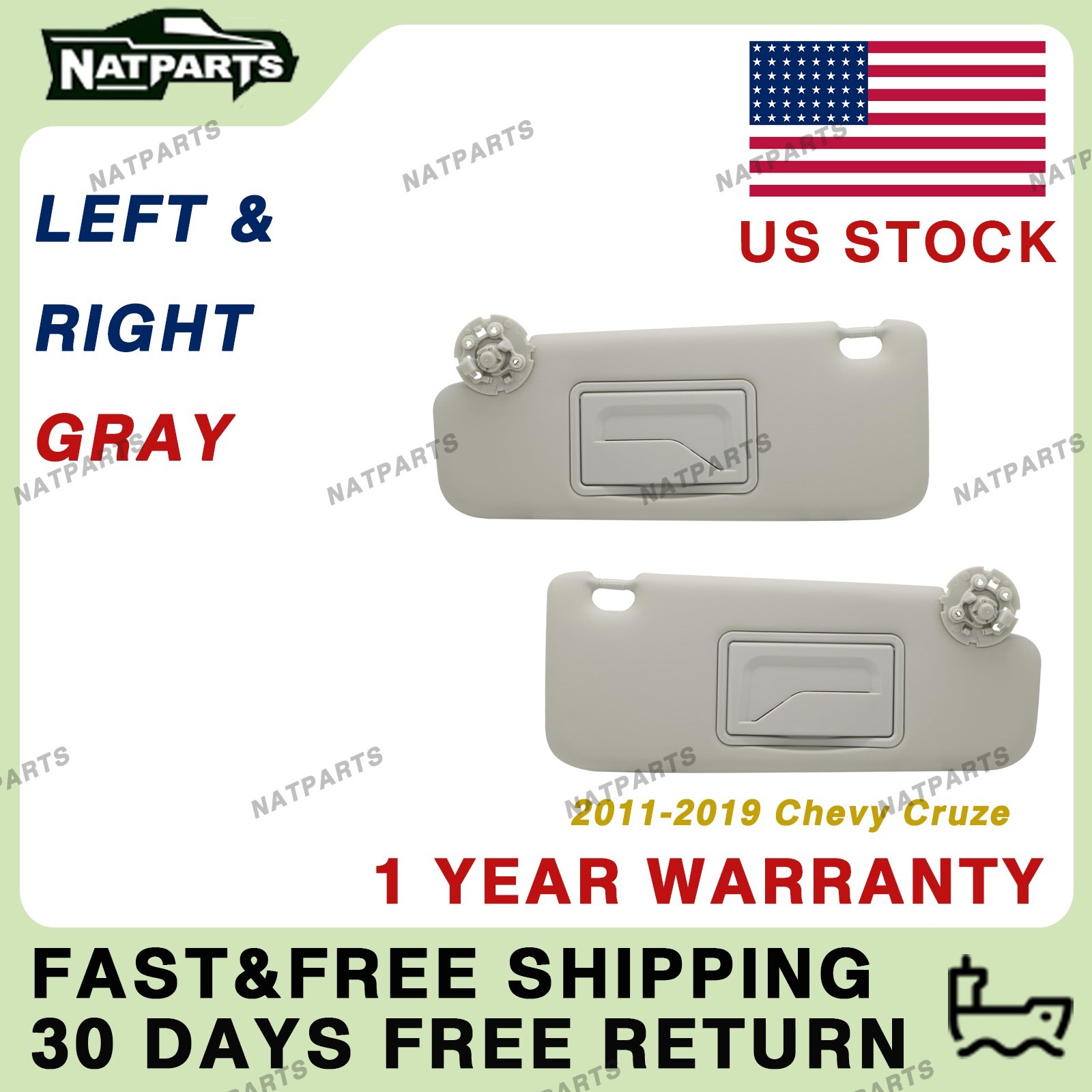 Pair Gray Sun Visor For Chevy Cruze 2011-2019 95034256 95034253 84126667 Pair Gray Sun Visor For Chevy Cruze 2011-2019 95034256 95034253 84126667