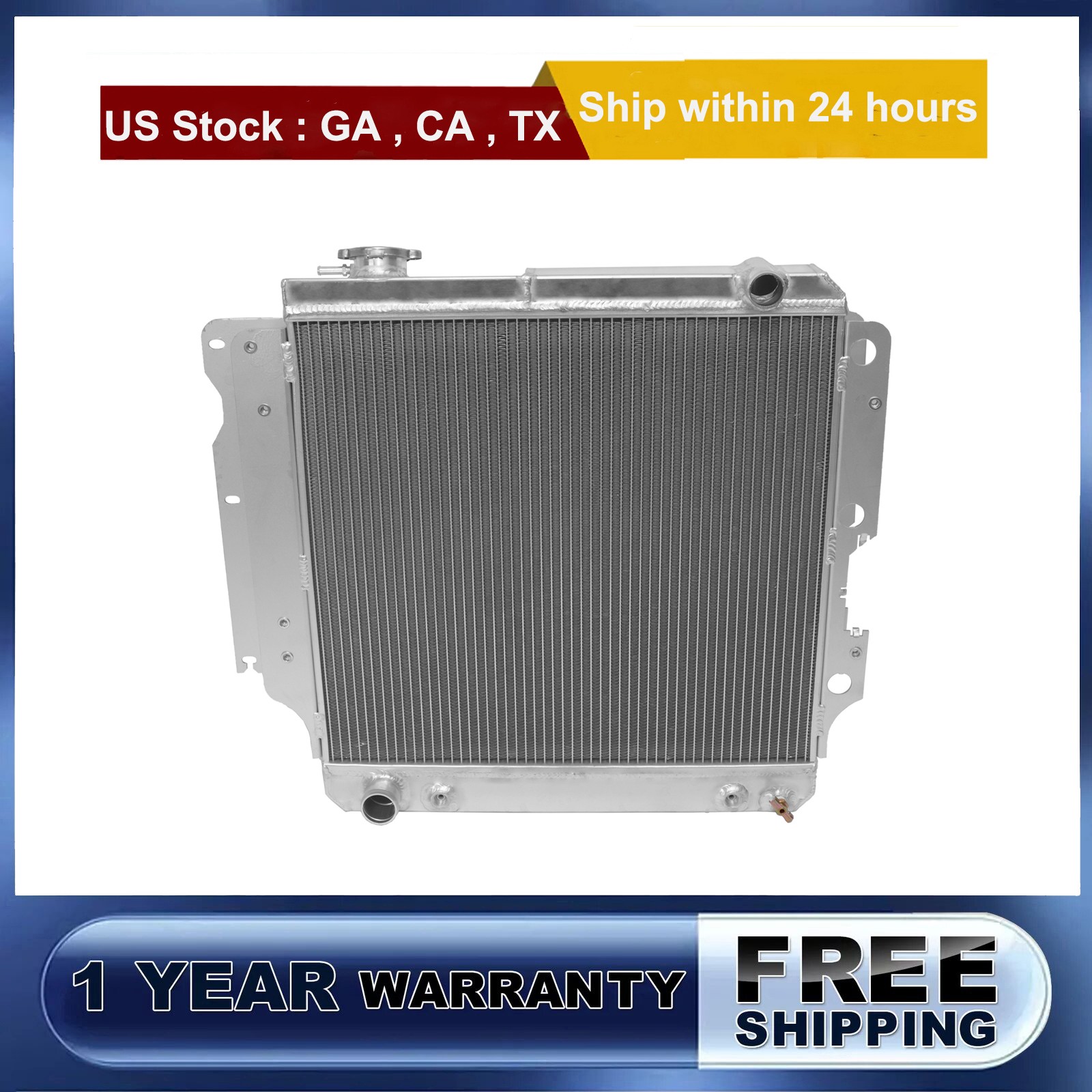 3 Rows Aluminum Radiator For 1987-2006 Jeep Wrangler YJ TJ 2.4L 2.5L 4.0L 4.2L