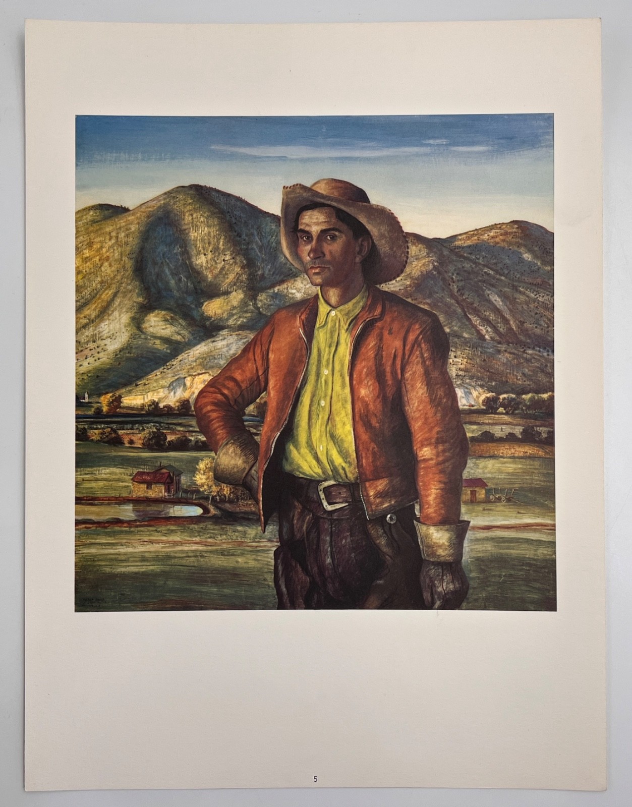 Vintage Peter Hurd Original Lithograph Print Portrait of Jose 12