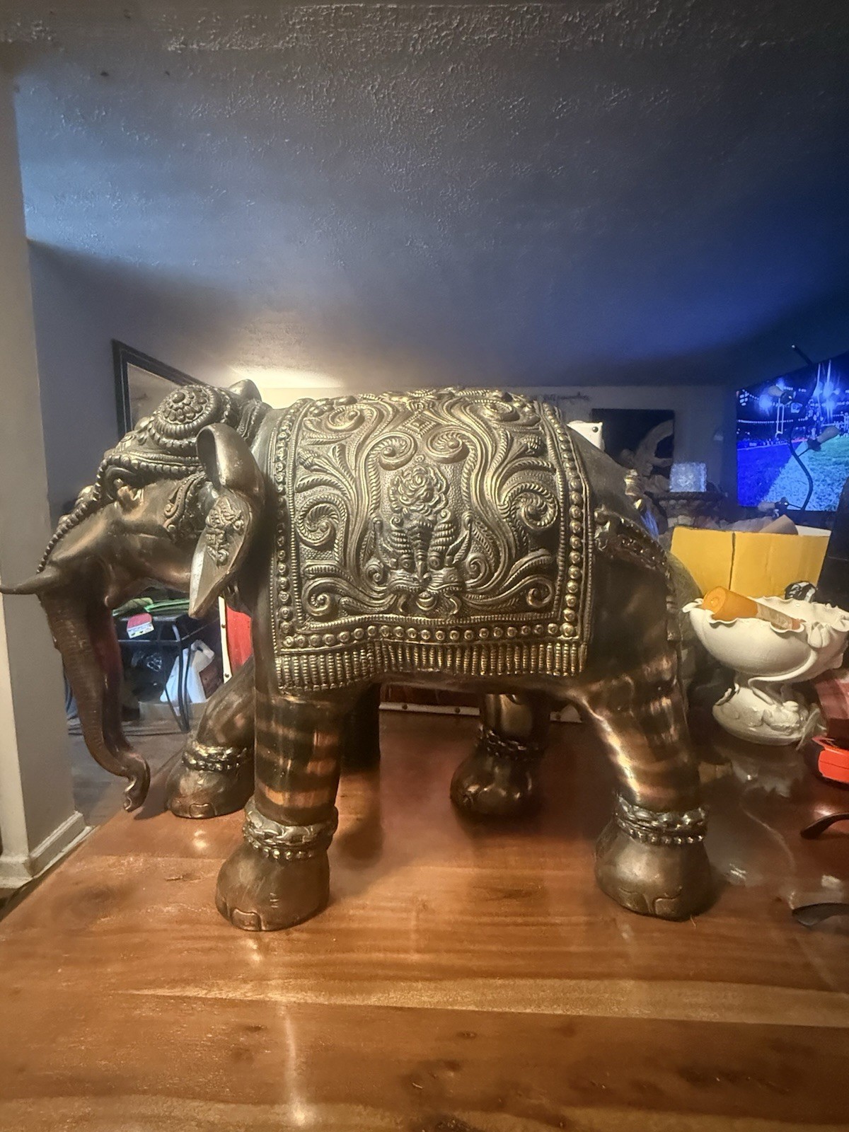 Large Ornate Vintage Indian Heavy Bronze Elephant Large Ornate Vintage Indian Heavy Bronze Elephant