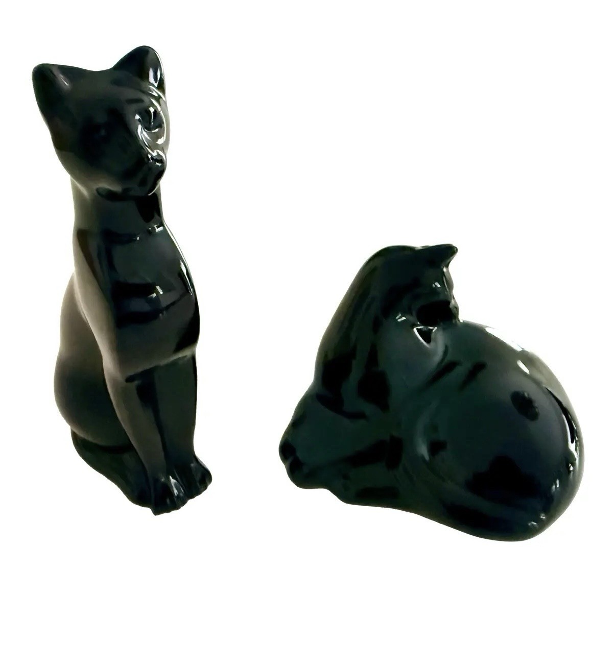 Magnificent Pair of Baccarat Black Crystal Panthers Sculptures Figurines Magnificent Pair of Baccarat Black Crystal Panthers Sculptures Figurines