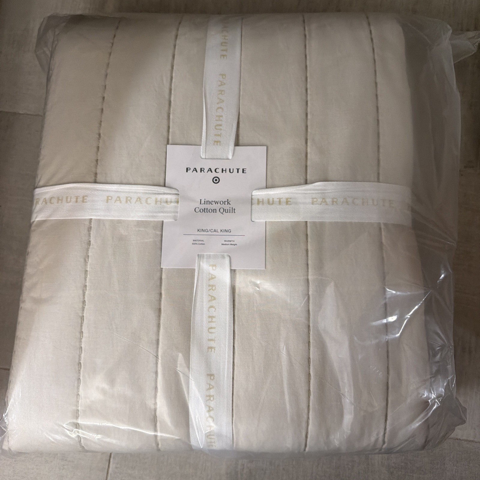 Parachute Home Linework Cotton Quilt In Parchment King/Cal King