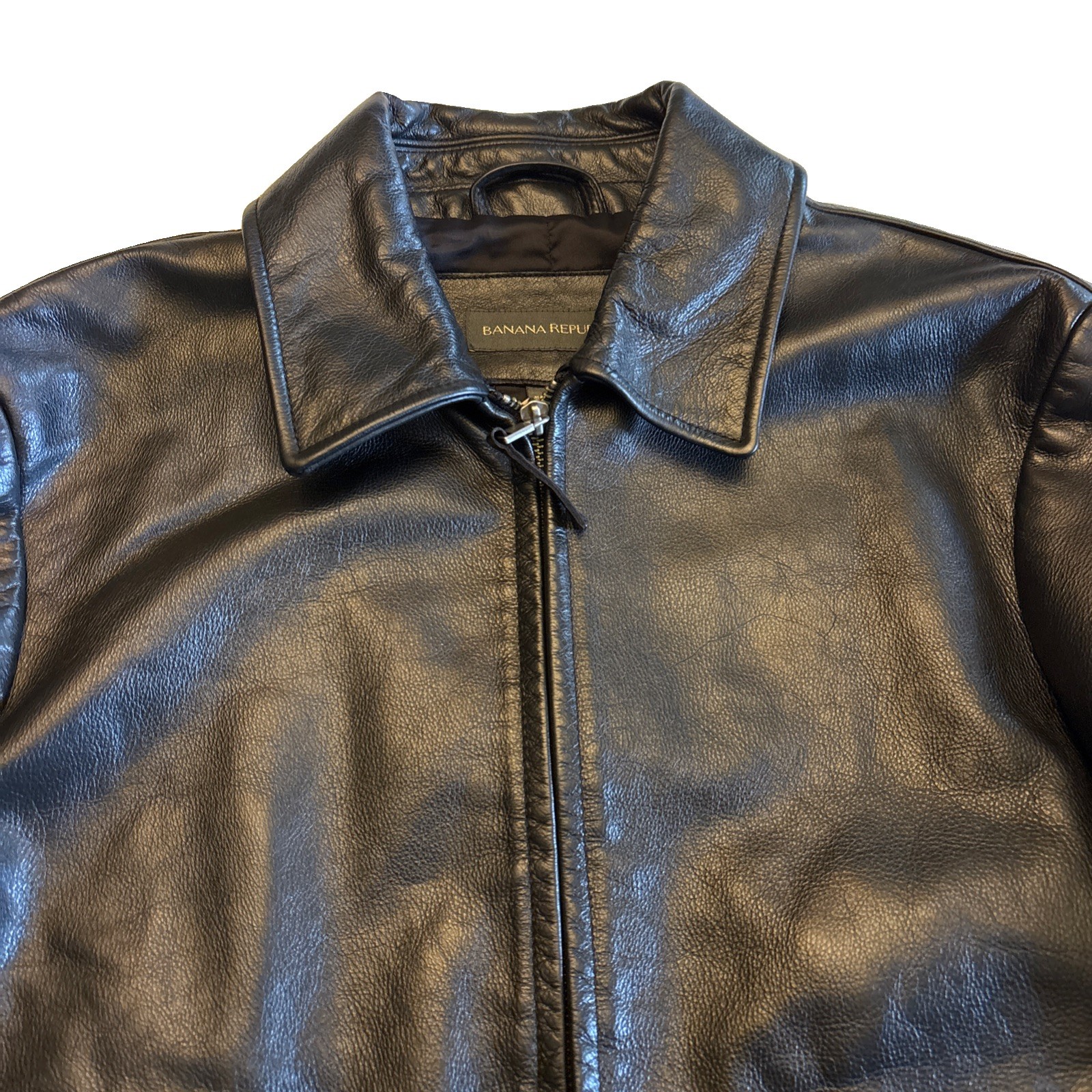 Vintage Banana Republic Men\'s Small Black Leather Jacket Zip Up 90s Y2K (MINT) Vintage Banana Republic Men\'s Small Black Leather Jacket Zip Up 90s Y2K (MINT)