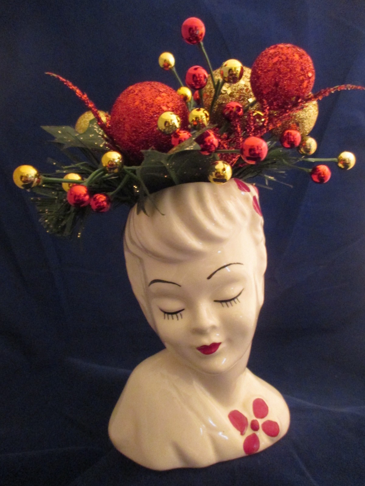 Vintage Ceramic Lady Head Vase \