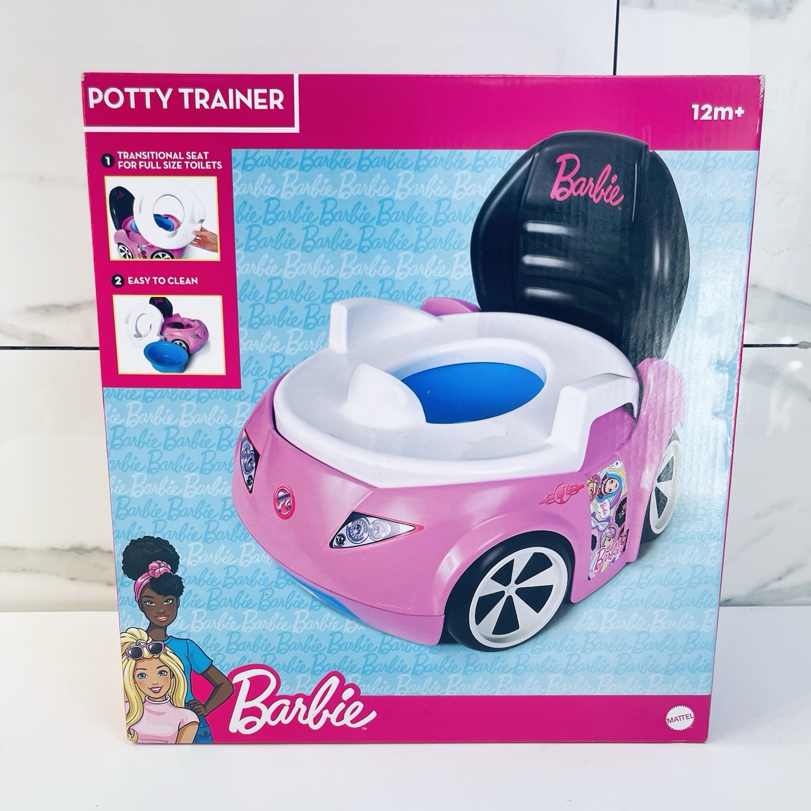 Barbie Potty Trainer Car Toddler Training Toilet Seat Pink 12M+ New in Box