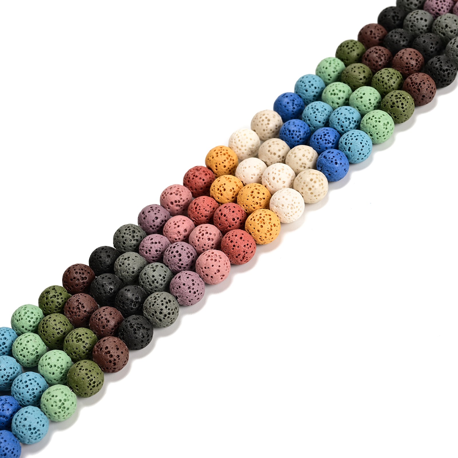 Multi Color Lava Rock Stone Round Beads Size 6mm 8mm 10mm 15.5\'\' Strand