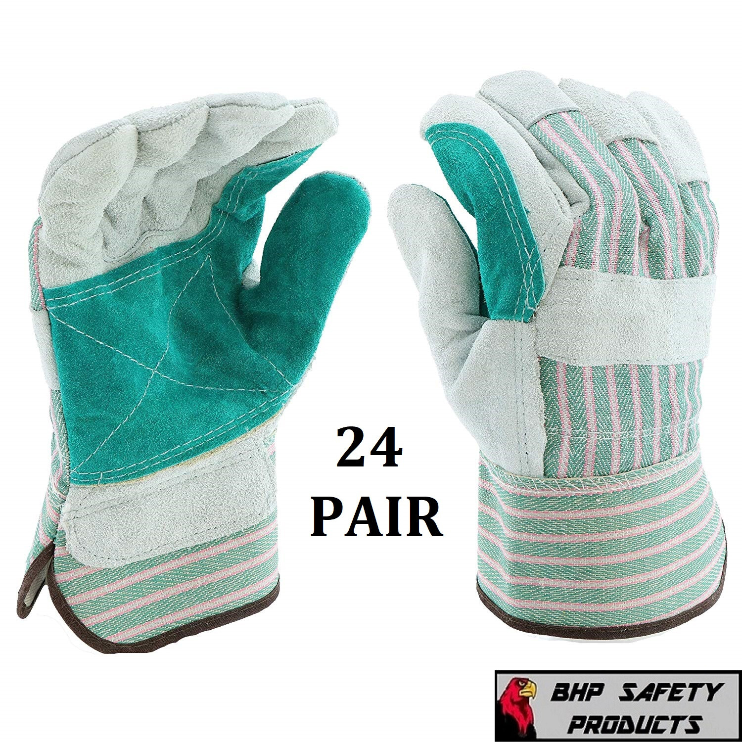 (24 PAIR) WEST CHESTER DOUBLE PALM SPLIT LEATHER WORK GLOVES SIZE LARGE 500DP