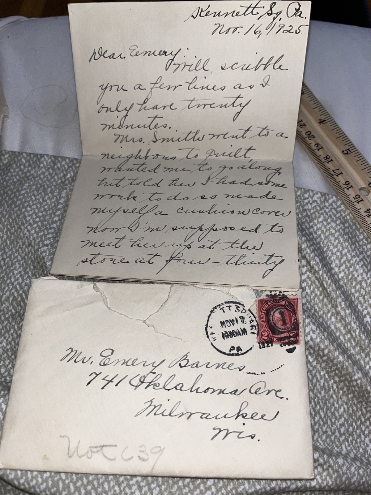 Antique 1925 Pre-Depression Era Letter Discusses Shopping from Kennett Square PA Antique 1925 Pre-Depression Era Letter Discusses Shopping from Kennett Square PA