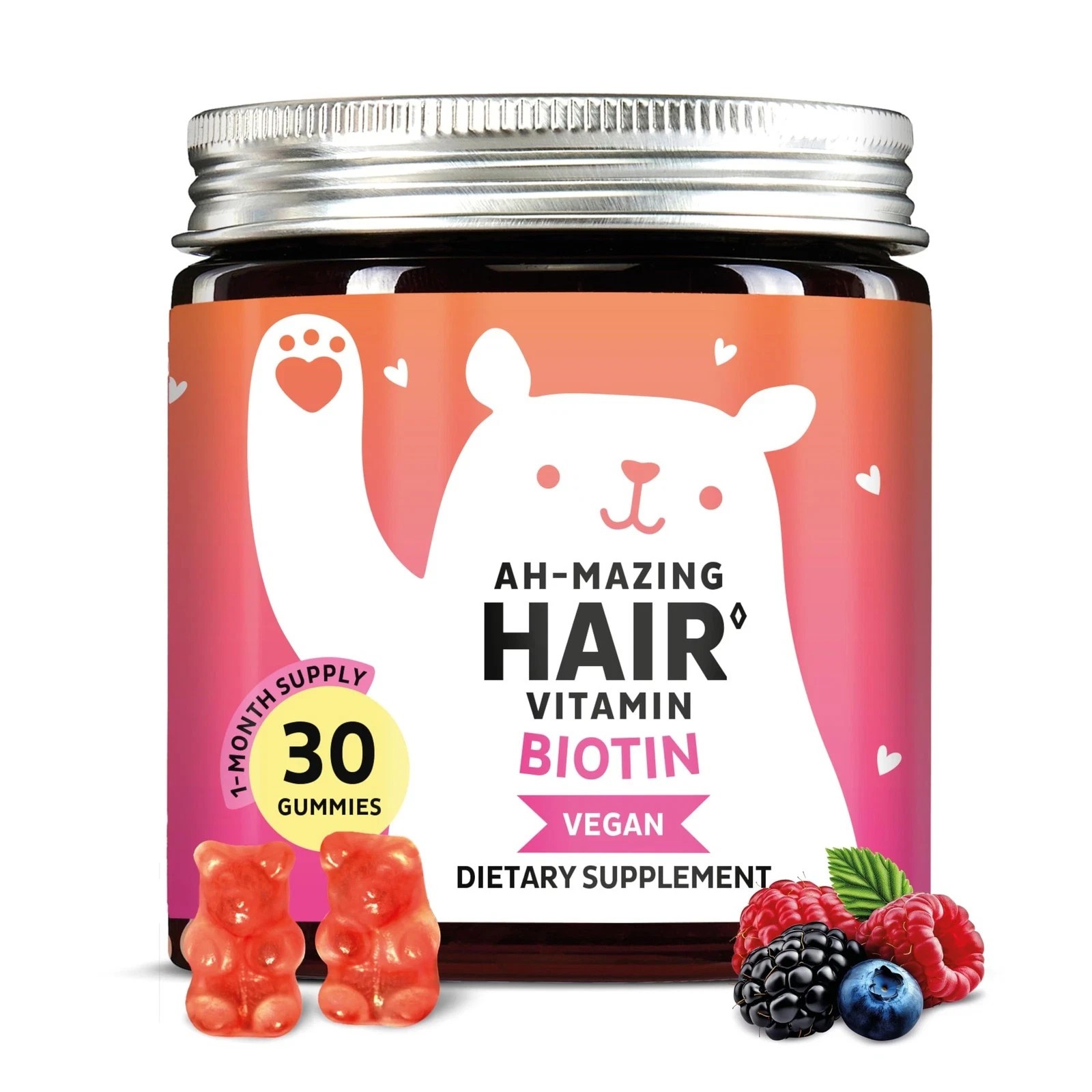 Bears With Benefits AH-MAZING Hair Biotin 5mg Vegan 30ct Gummies Hair Growth