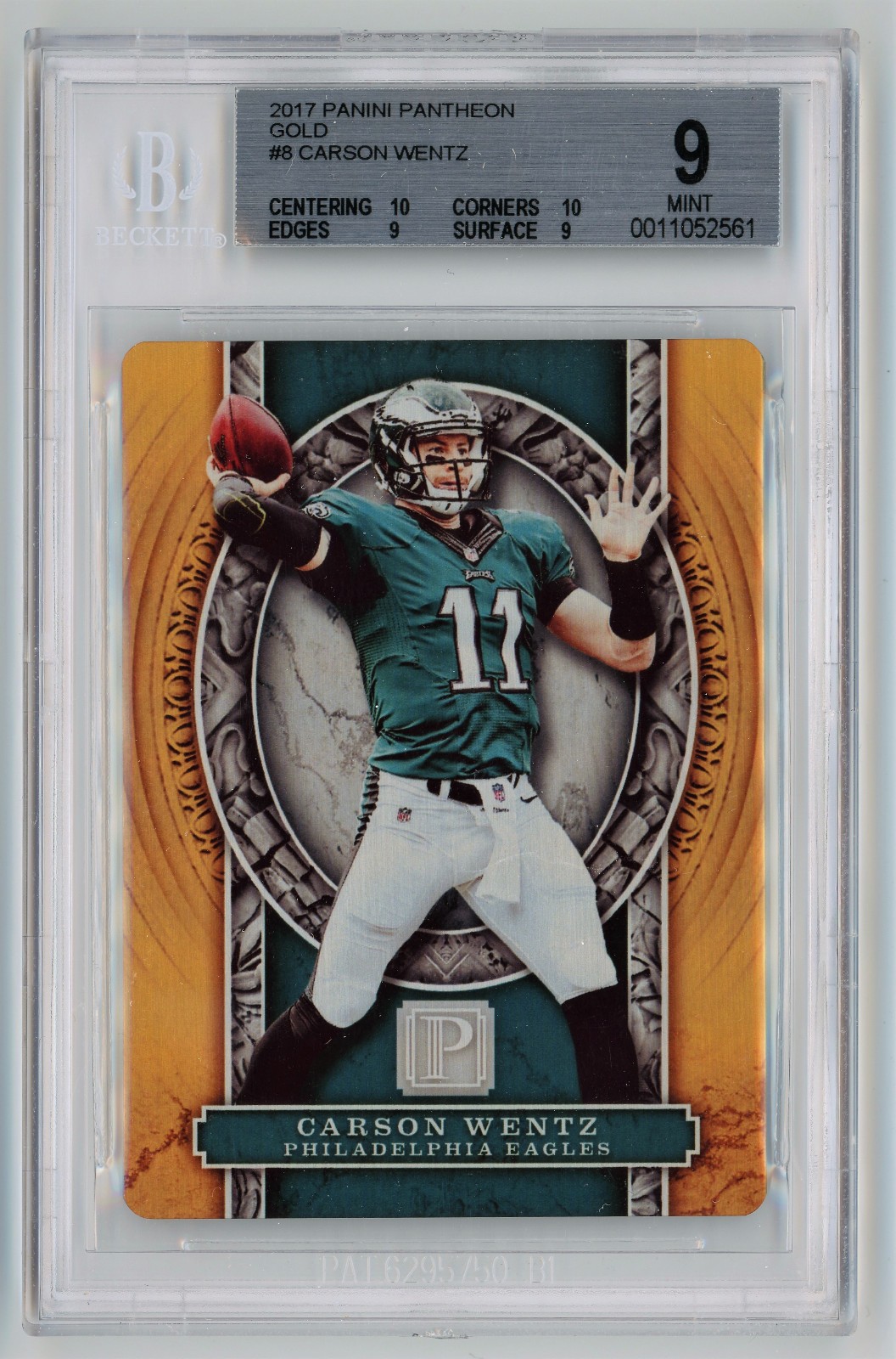2017 Panini Pantheon Gold /10 Carsen Wentz BGS 9
