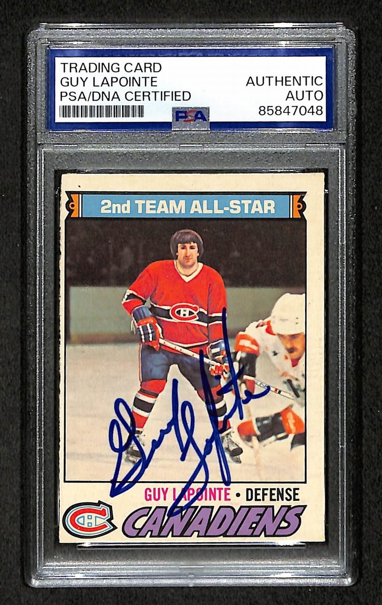 Guy LaPointe HOF 1977-78 O-Pee-Chee Card #60 Signed Canadiens PSA/DNA 210826 Guy LaPointe HOF 1977-78 O-Pee-Chee Card #60 Signed Canadiens PSA/DNA 210826