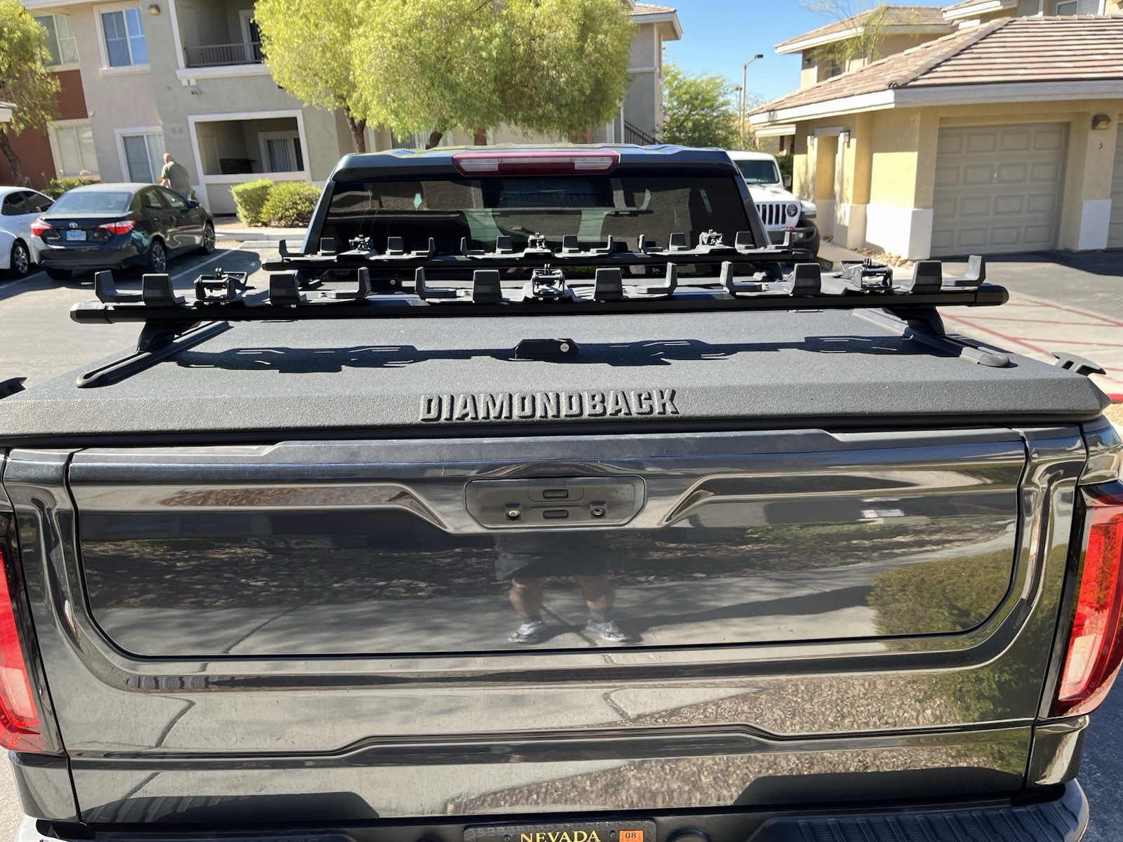 Roam hard folding truck bed cover with Yakima Overhaul HD roof rack system