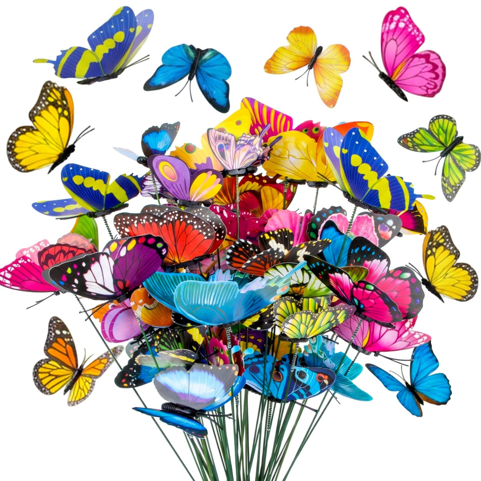 RAINFLOW 50PCS Butterfly Decorations - Garden Stakes Butterfly, Mixed Colors RAINFLOW 50PCS Butterfly Decorations - Garden Stakes Butterfly, Mixed Colors