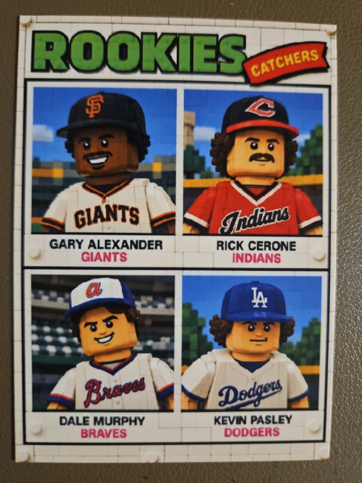 Custom Lego Baseball Card - Dale Murphy, Rick Cerone Custom Lego Baseball Card - Dale Murphy, Rick Cerone