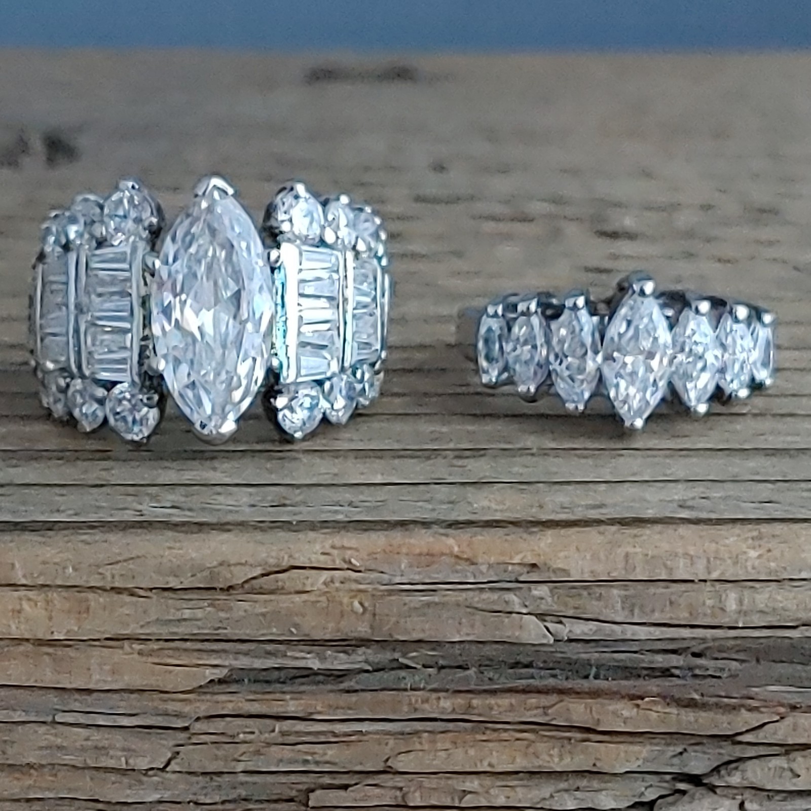 Lot 2 925 SETA Rings Marquise CZ Cluster Both Size 5 Lot 2 925 SETA Rings Marquise CZ Cluster Both Size 5