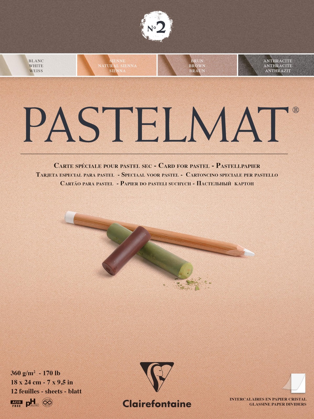 Clairefontaine 96005C Pastelmat Glued 18x24cm Assorted Colours Clairefontaine 96005C Pastelmat Glued 18x24cm Assorted Colours