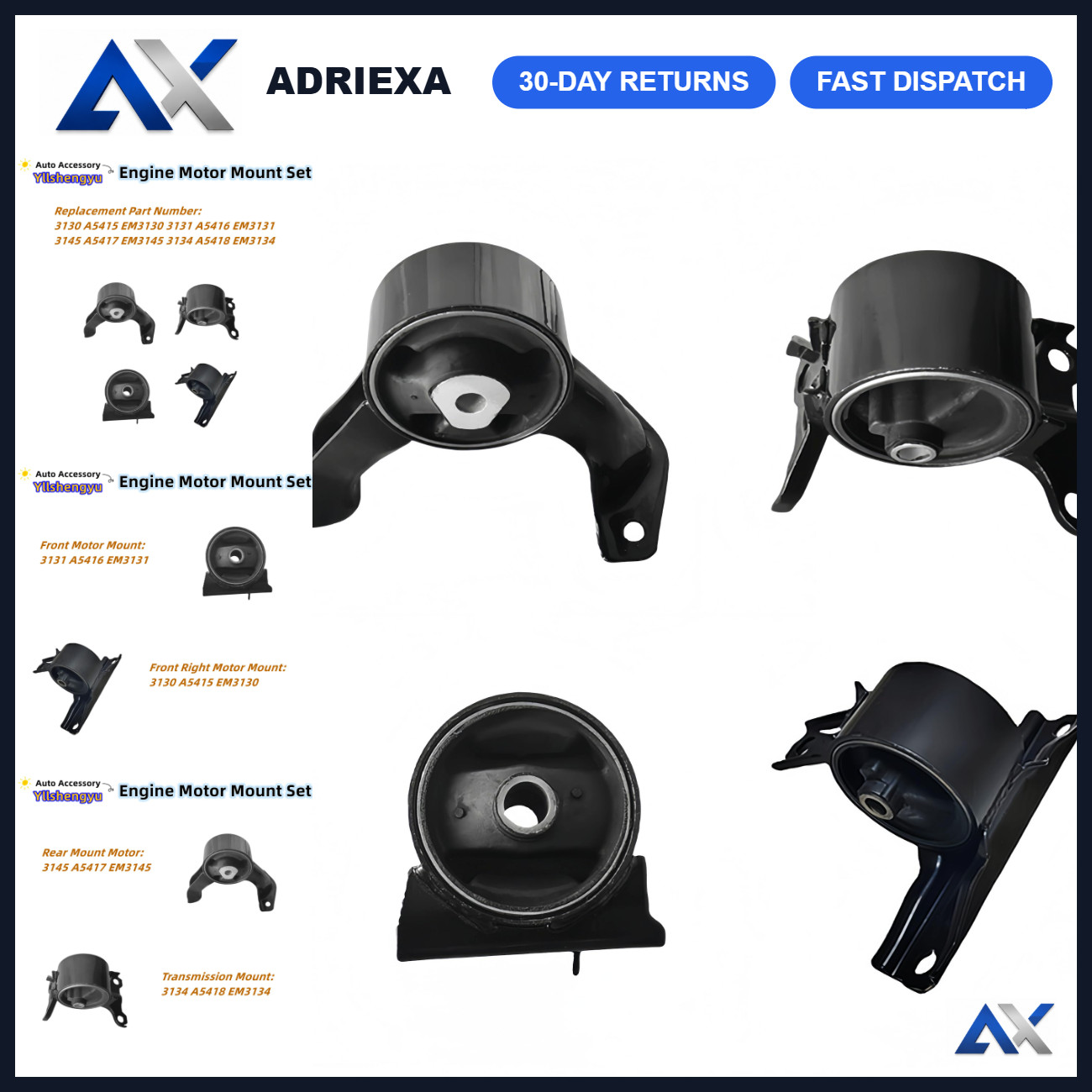 Engine Motor Transmission Mount Kit for Jeep Compass Patriot - Durable, Easy Ins