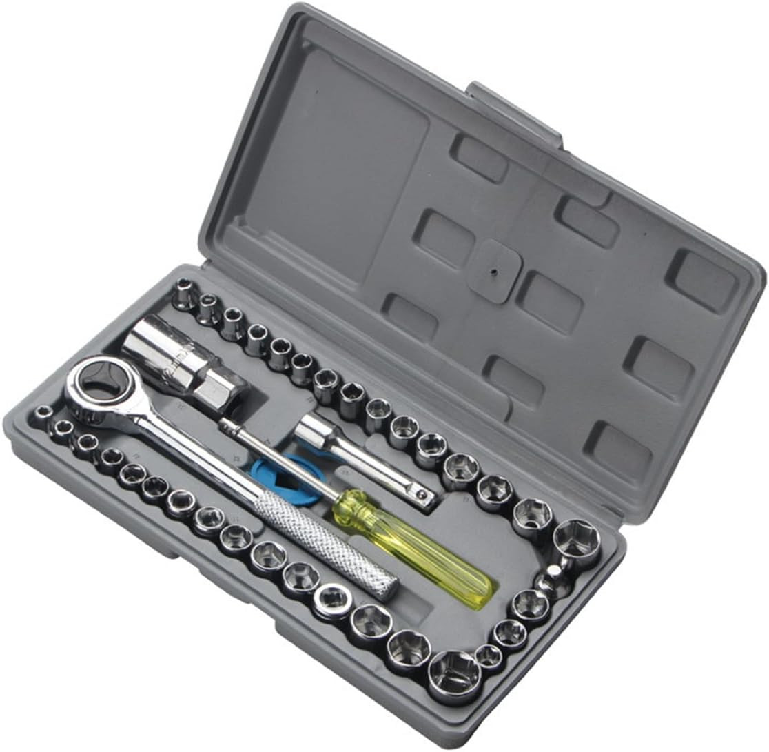 40-Piece 3/8-Inch Ratchet Socket Wrench Set with Storage Case, Includes 1/4-Inch 40-Piece 3/8-Inch Ratchet Socket Wrench Set with Storage Case, Includes 1/4-Inch
