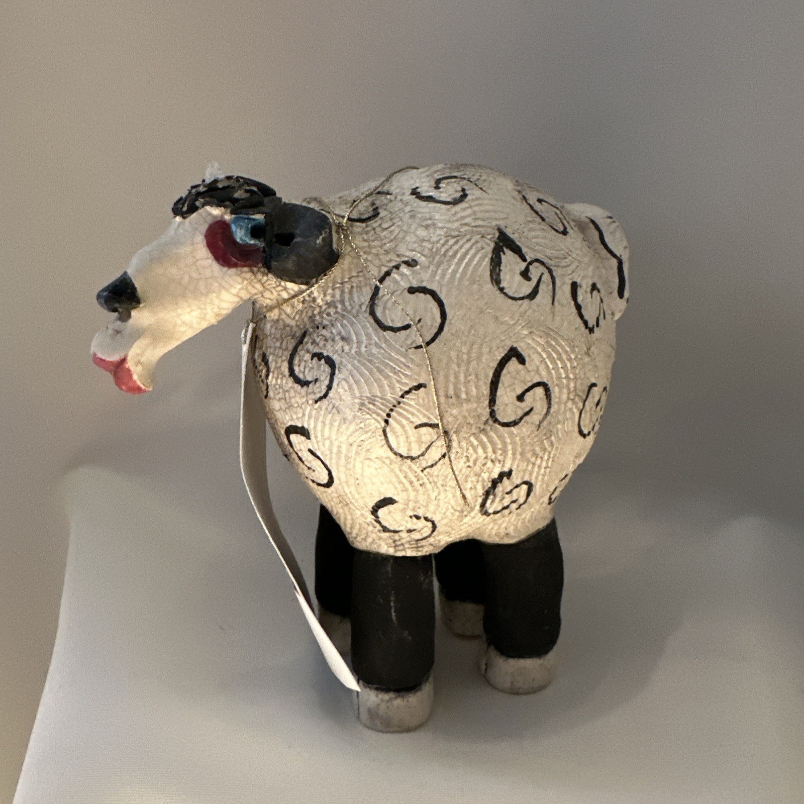 Raku Zoo Sheep Whistle by Chris Moses, Signed by Artist Raku Zoo Sheep Whistle by Chris Moses, Signed by Artist