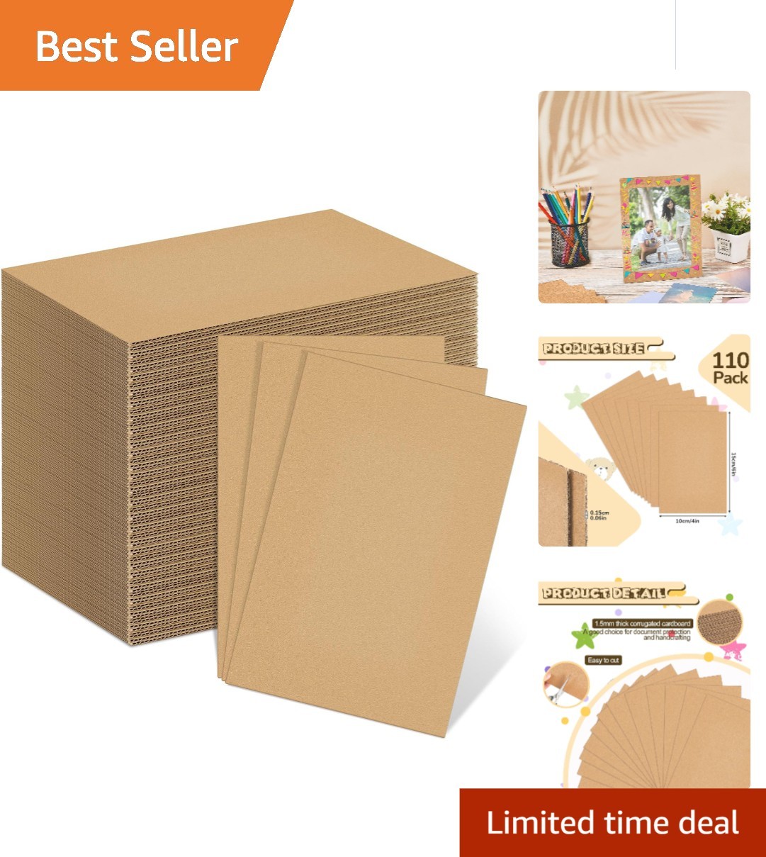 Versatile 4 X 6 Inch Brown Cardboard Sheets - 110 Count for Crafting & Shipping