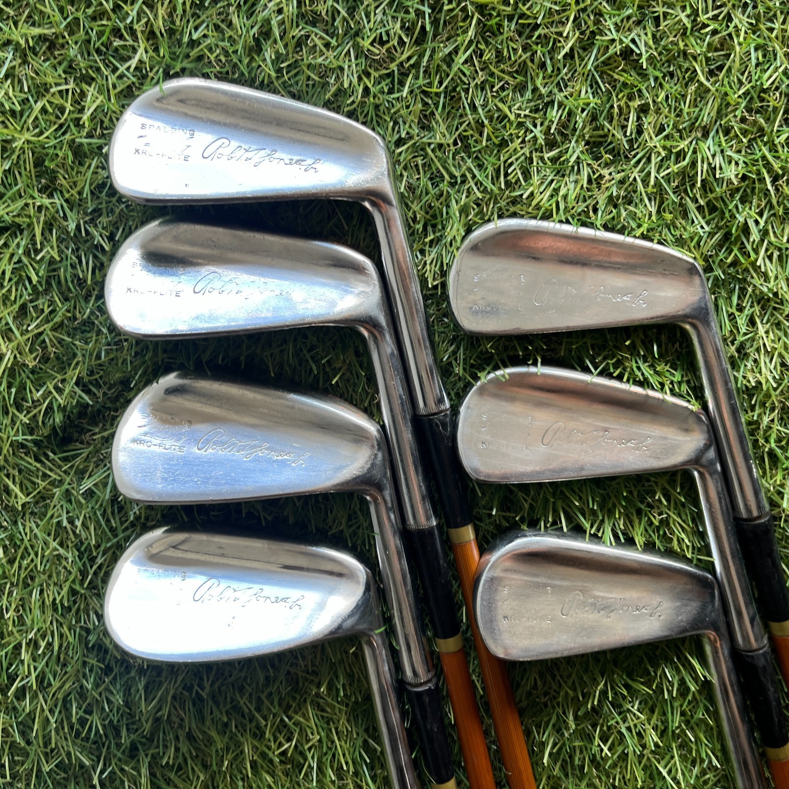 Robert T Jones Jr. Spalding Kro-Flite Iron Set 3-9 Pyratone Shafts Leather Grips