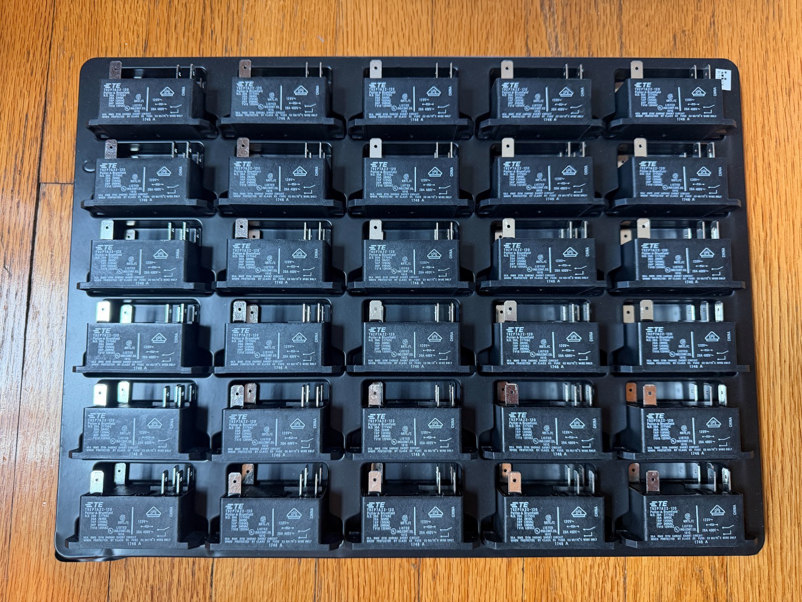 Case of 120 TE/Tyco Power Relay T92P7A22-120 30A DPST 120v New 6 pin