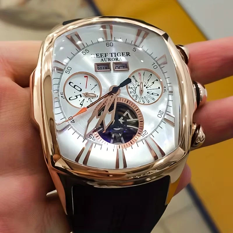 REEF TIGER Men\'s Watch, Large Dial Waterproof Fully Automatic Mechanical Watch REEF TIGER Men\'s Watch, Large Dial Waterproof Fully Automatic Mechanical Watch