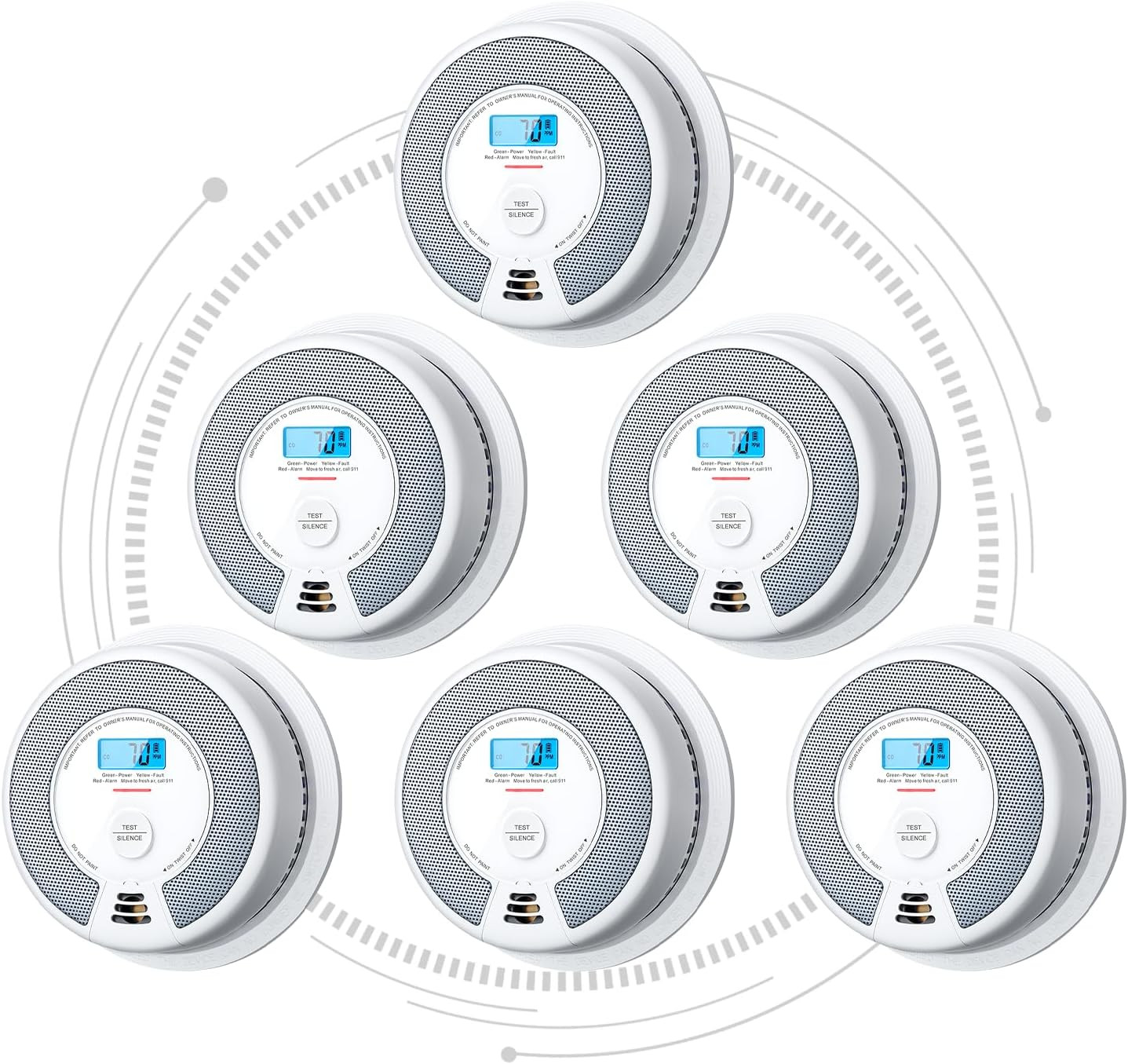 X-Sense Interconnected Smoke and CO Detector, SC07-W, 6-Pack