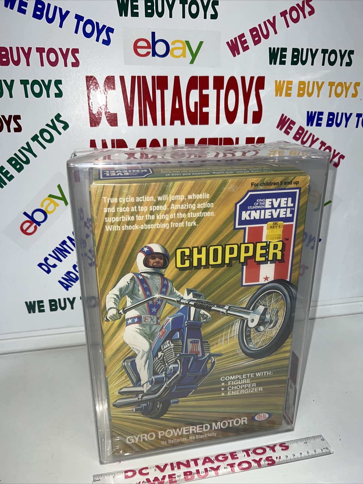 VINTAGE 1976 IDEAL EVIL KNIEVEL CHOPPER GYRO POWERED MOTOR AFA 80+ 🔥
