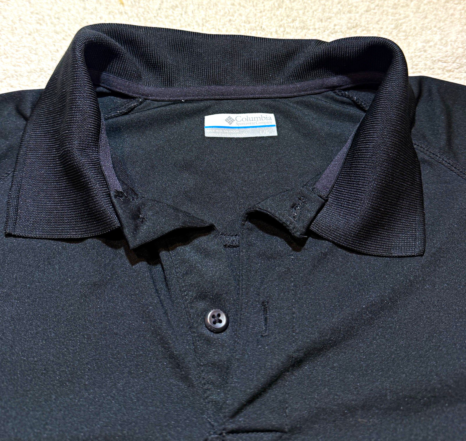 Columbia PFG Men's Black Omni-Shade Fishing Polo Shirt Short Sleeve L/G Columbia PFG Men's Black Omni-Shade Fishing Polo Shirt Short Sleeve L/G