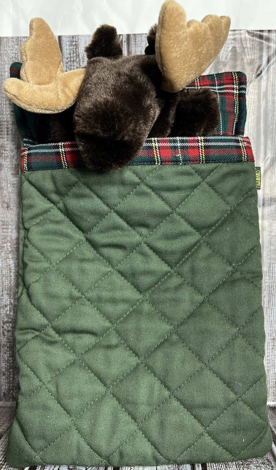 VTG Folkmanis Retired Hand Puppet Moose/Green Sleeping Bag 13x8 Inches Camping VTG Folkmanis Retired Hand Puppet Moose/Green Sleeping Bag 13x8 Inches Camping