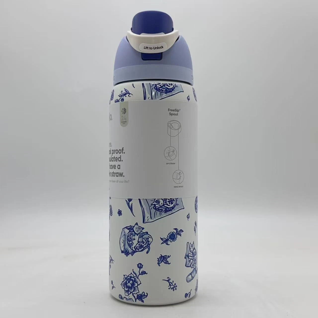 Owala FreeSip 32oz Water Bottle Delft Cats Limited Edition