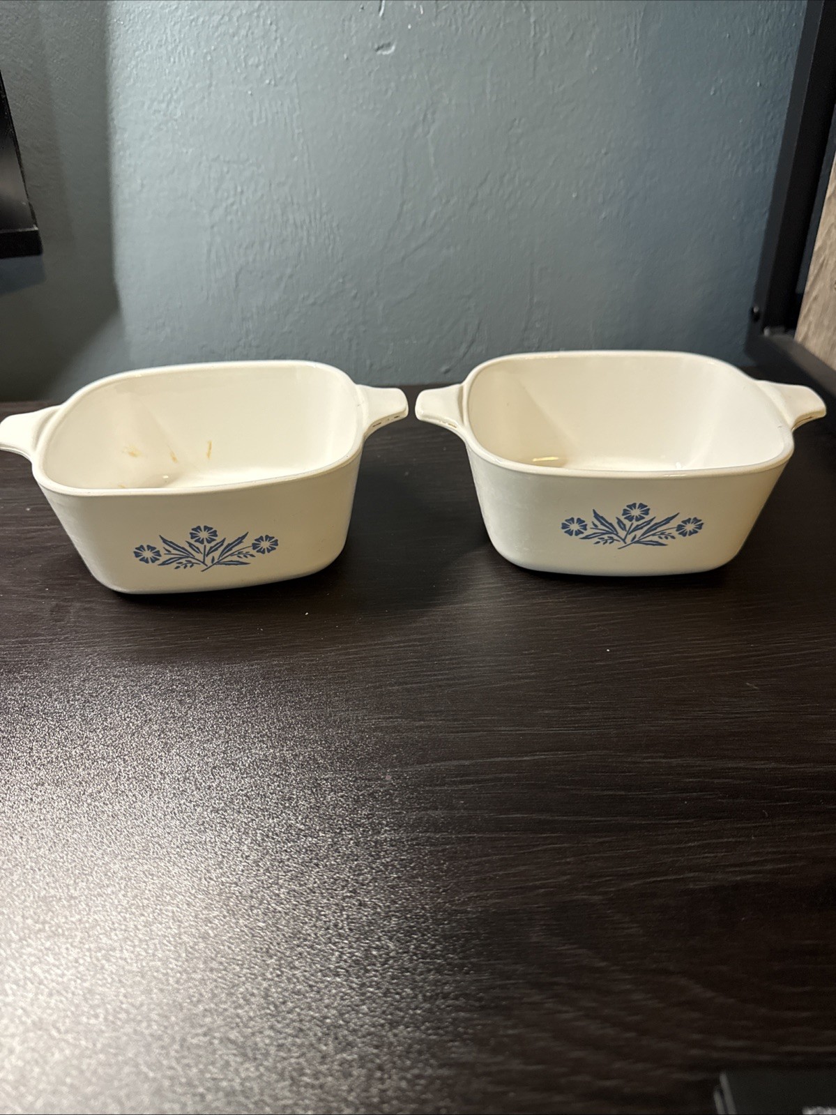 Pair Of Vintage 22oz Corning Ware Blue Cornflower Casserole Dish